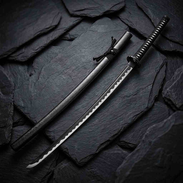 Classic Obsidian Samurai Sword with Scabbard