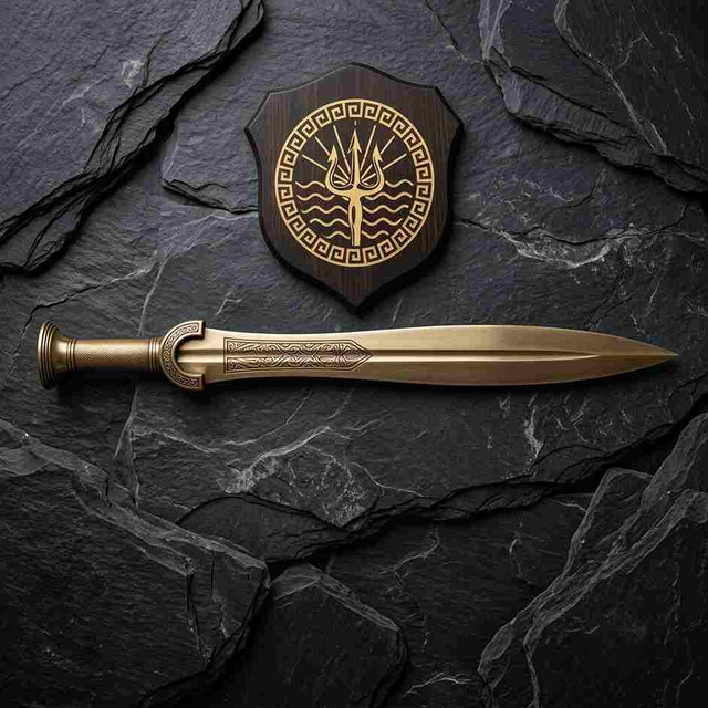 Percy Jackson Riptide Sword - The Lightning Thief Replica with Plaque