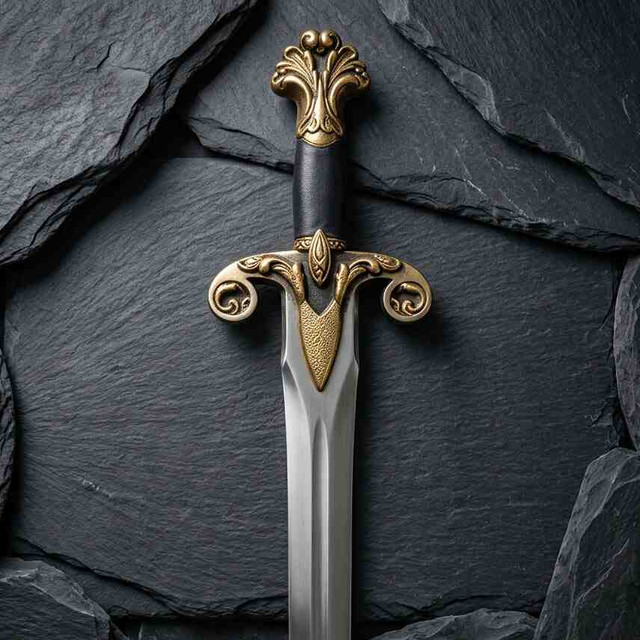 Ceremonial Nobleman's Short Sword with Scrollwork Guard and Floral Pommel