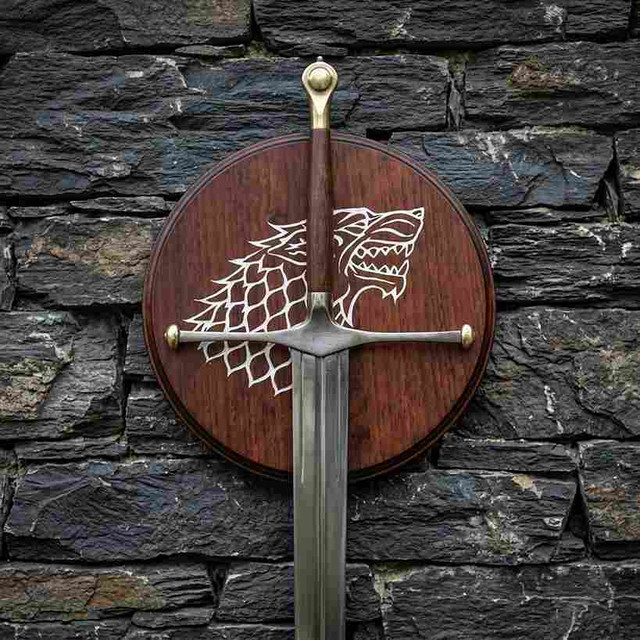 Custom Hand-Forged Northern Direwolf Greatsword with Wall Plaque