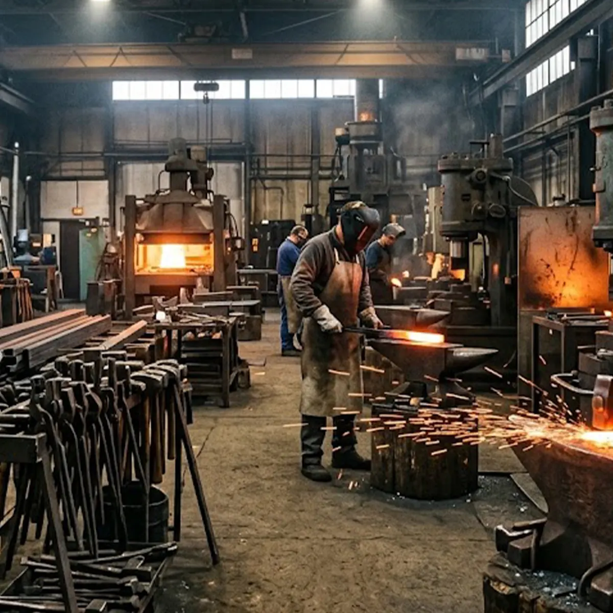 Craftsmen at work in the forge