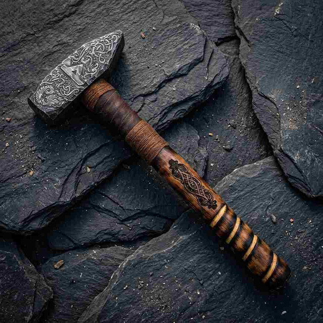 Custom Hand-Forged Viking-Inspired Hammer