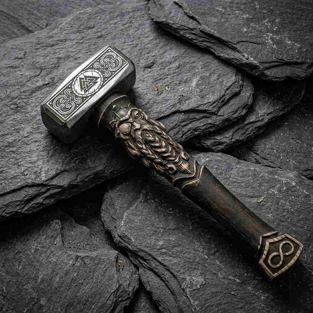 Goibniu Viking Hammer with Odin-Carved Handle