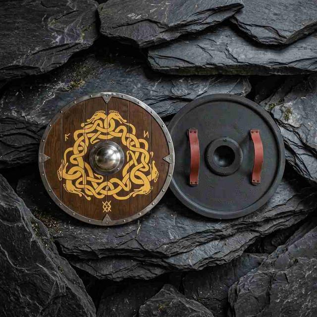 Viking Shield with Norse Serpent Knotwork