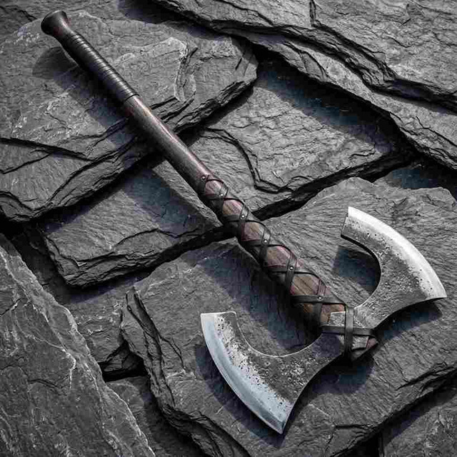 Hand-Forged Viking Double-Bitted Bearded Axe