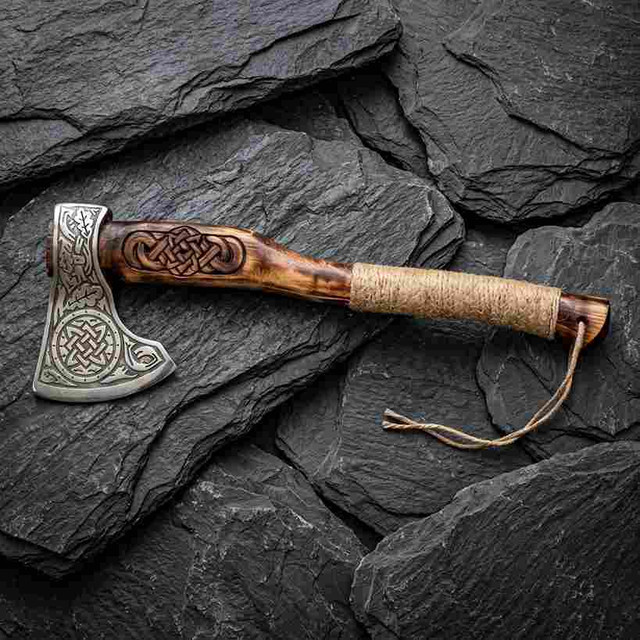 Hand-Forged Viking Engraved & Carved Nordic Axe