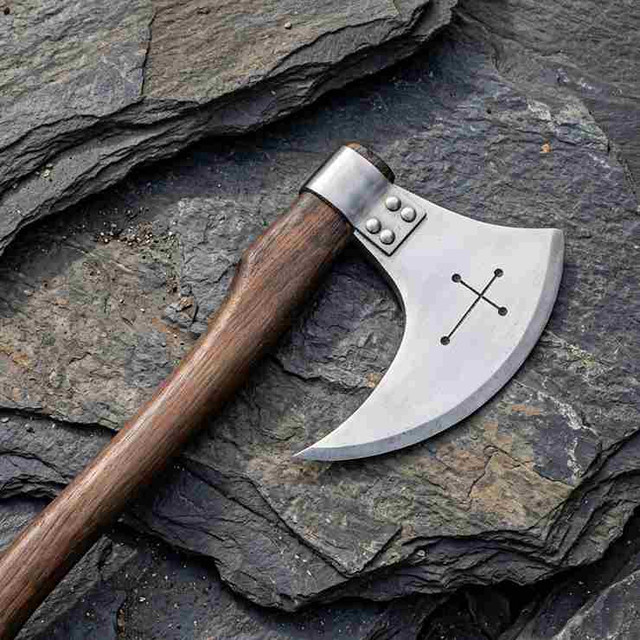 Hand-Forged Viking Cross-Pierced Axe