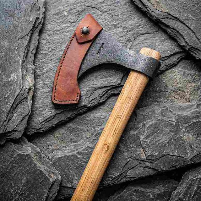 Hand-Forged Viking Runic Bearded Axe