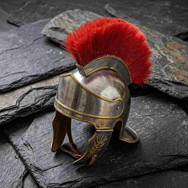Ancient Roman Imperial Centurion Helmet Replica with Red Horsehair Crest