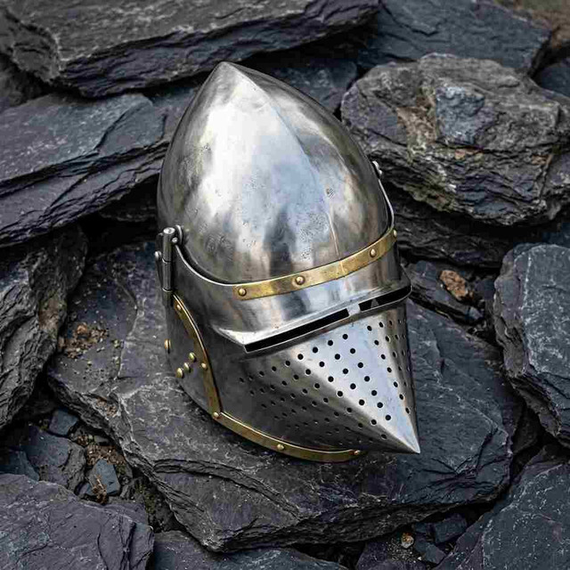 15th-Century Medieval German Visored Sallet Armor Helmet