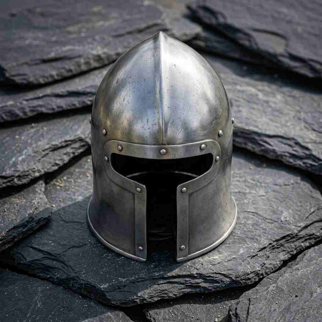 Medieval Steel Kettle Hat Helmet with Chainmail Aventail