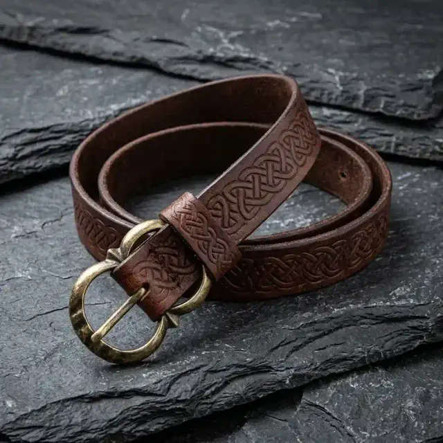 Embossed Celtic Leather Belt