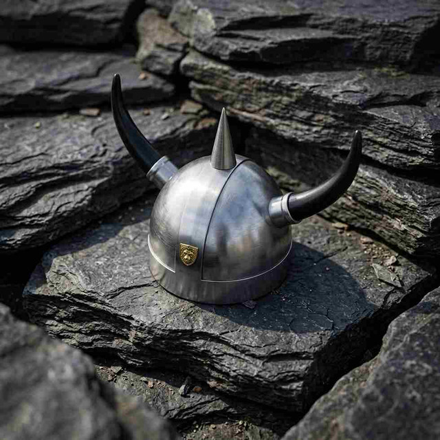 Viking-Themed Steel Horned Fantasy Costume Helmet
