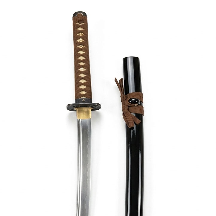 Hand-Forged Samurai Katana Sword with Gold Handle